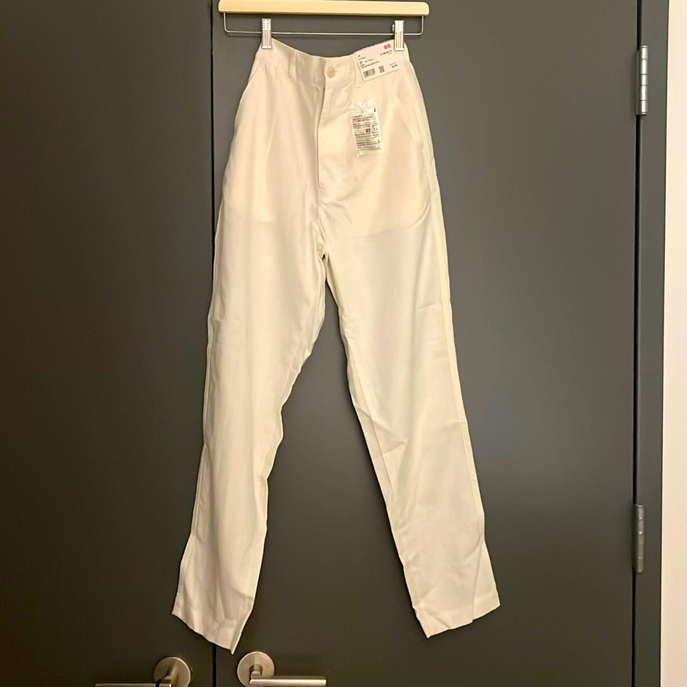 Uniqlo Linen Cotton Tapered Pants White XS NWT
